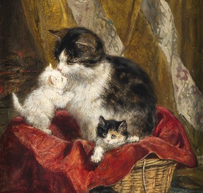 Henriette Ronner-Knip - Een kat met drie jongen - 1870-1909