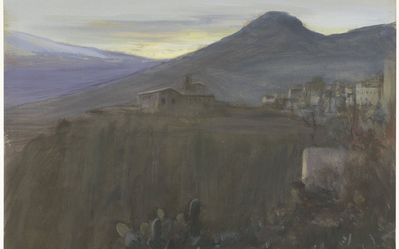 Bramine Hubrecht - Berglandschap te Taormina, Sicilië, Italië - 1900