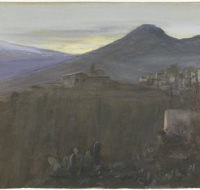 Bramine Hubrecht - Berglandschap te Taormina, Sicilië, Italië - 1900