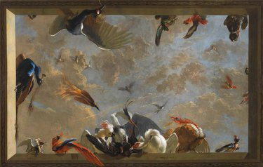 Abraham Busschop, Trompe-l'oeil ceiling piece with birds