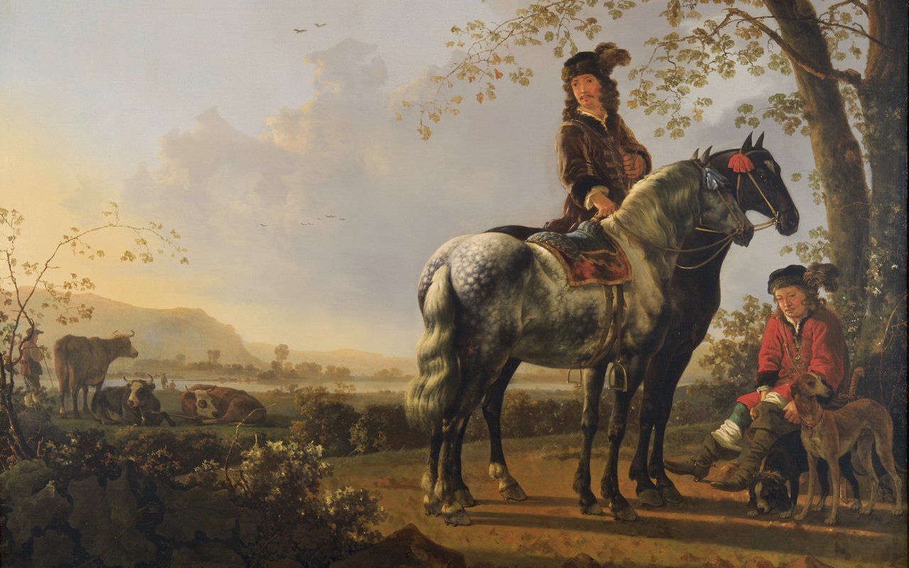 Aelbert Cuyp - Horsemen resting in a landscape - ca. 1655-'60