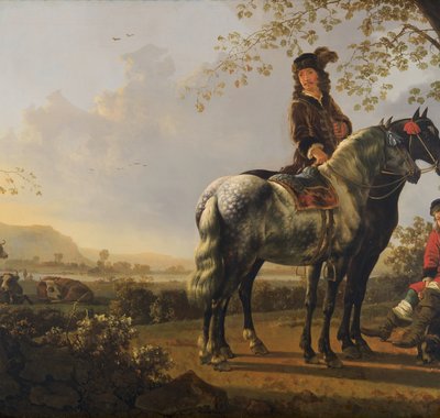 Aelbert Cuyp - Horsemen resting in a landscape - ca. 1655-'60