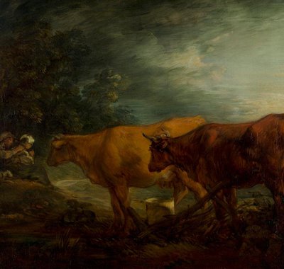 Thomas Gainsborough - Landschap met twee koeien bij een herder en melkmeid - ca. 1786