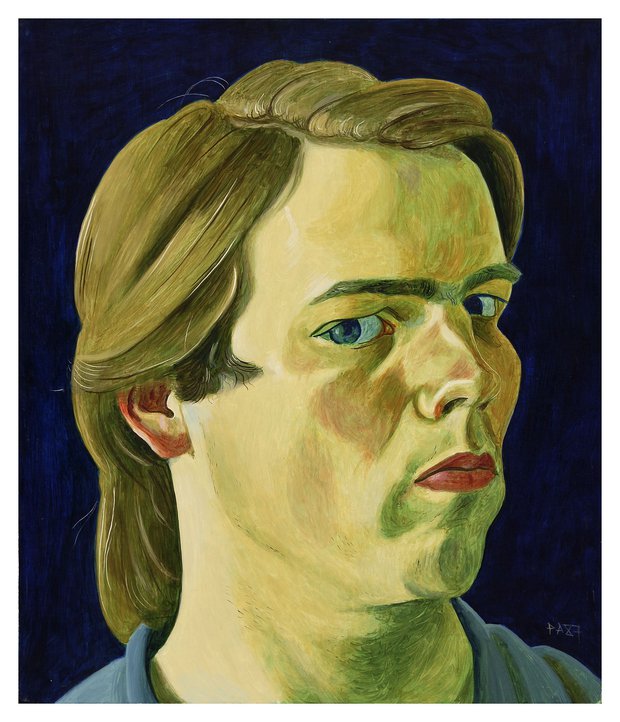 Philip Akkerman - Zelfportret, trois-quart met scheiding rechts - 1989