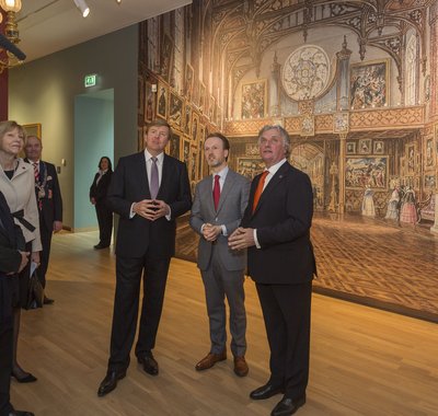 Bezoek Koning aan, tentoonstelling Willem II, kunstkoning