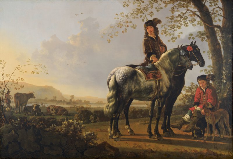 Aelbert Cuyp, Rustende ruiters in een landschap