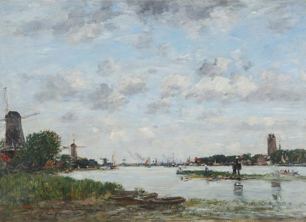 Eugène Louis Boudin - De Maas bij Dordrecht - 1884