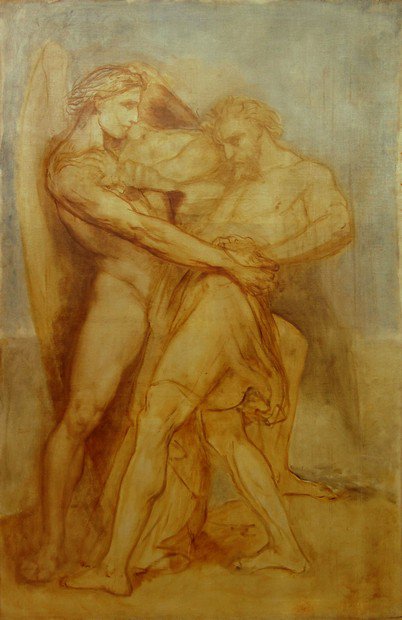 Ary Scheffer - Jacob en de engel Michaël - 1856-1858