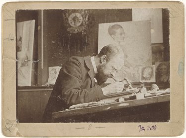 Jan Veth in zijn atelier, foto Regionaal Archief Dordrecht