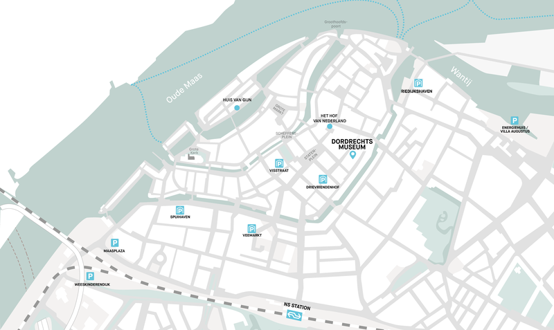 Plattegrond omgeving Dordrechts Museum