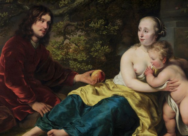 Ferdinand Bol - Portret van Wigbold Slicher en Elisabeth Spiegel als Paris en Venus - 1656
