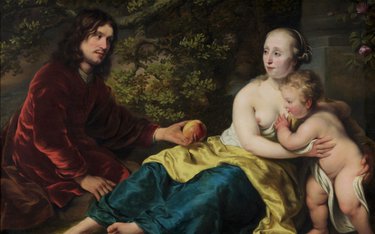 Portret van Wigbold Slicher en Elisabeth Spiegel als Paris en Venus