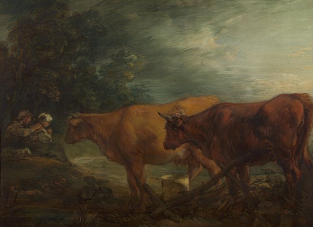 T. Gainsborough - Landschap met twee koeien bij een herder en melkmeid - ca. 1786