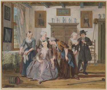 Scène uit de komedie 'Jan Klaasz. of de gewaande dienstmaagd' van Thomas Asselijn