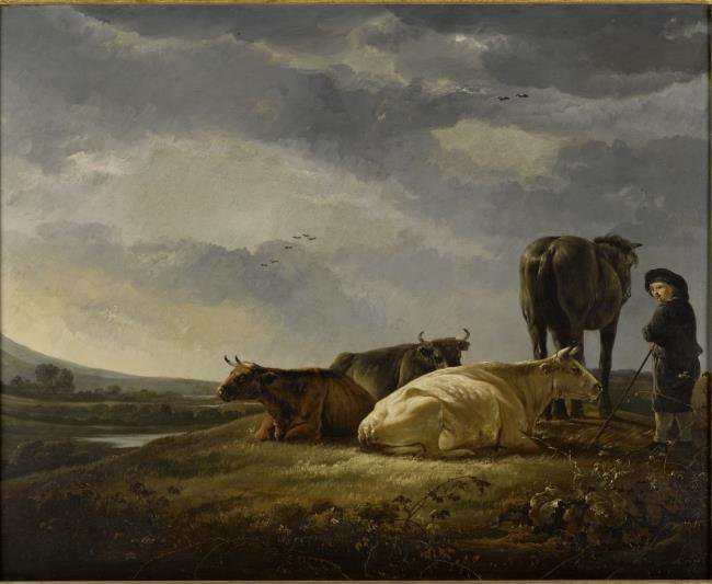 Schilderij Cows and herdboy gemaakt door de schilder Aelbert Cuyp