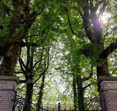 Het toegangshek tot de tuin van het Dordrechts Museum.