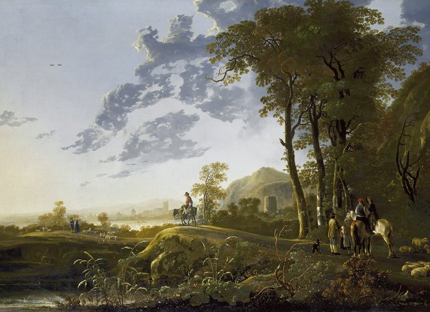 Aelbert Cuyp - An Evening Landscape with Figures and Sheep - ca. 1657-1660