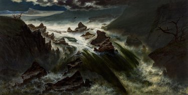 Alexander Wüst, Bergstroom bij Finnmark in Noorwegen, bij maanlicht